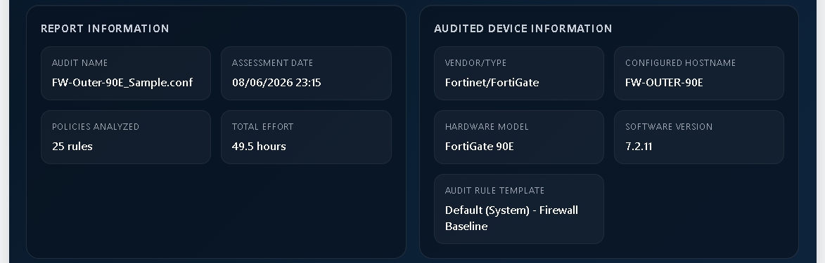 ConfigSentry sample report screenshot: 02 Engineer Preview Report And Device Info.